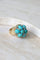 Bague 54 Bague Cocktail Turquoises et Diamants sur Or Jaune 58 Facettes