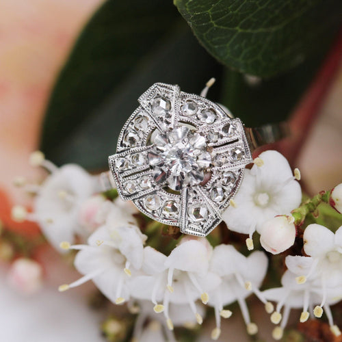 Bague 53 Bague Art Déco diamants 58 Facettes 24-018