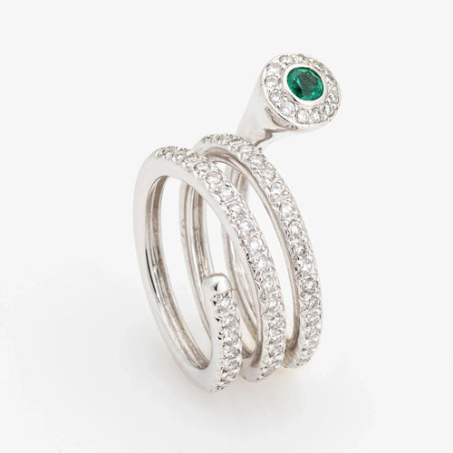 Bague 50 Bague spirale diamant émeraude bande enroulée en or blanc enroulée 58 Facettes G13464