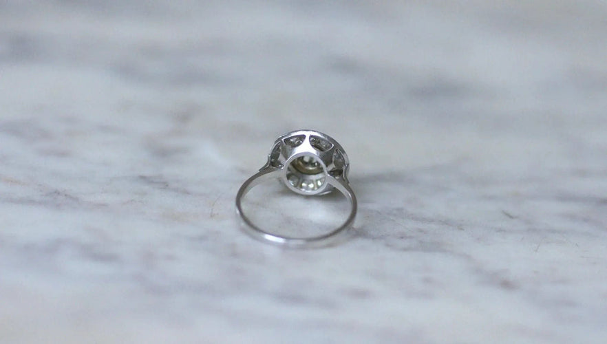 Bague 55.5 Bague Cible Art Déco Or Blanc Platine Diamant 58 Facettes