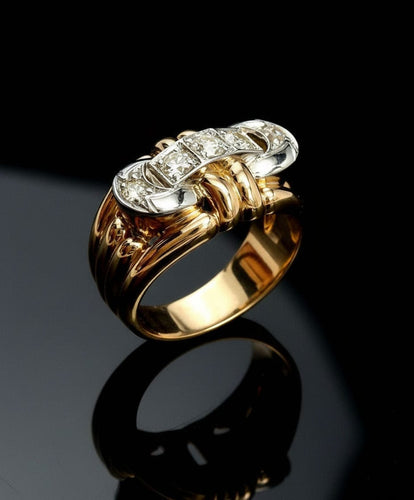 Bague Anello a Fascia con Diamanti in Stile Art Déco 58 Facettes
