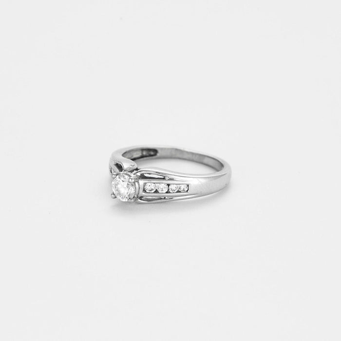 Bague 51 Solitaire or blanc diamant 58 Facettes LP973/13