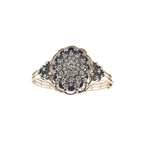 Bracelet Bracelet rigide émaillé en or rose avec diamants 58 Facettes 37288