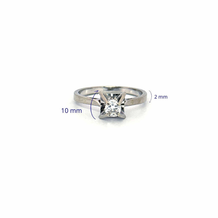 Bague 54 Solitaire or blanc diamant 58 Facettes 2-GS30995-01