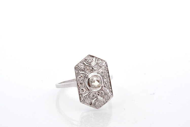 Bague 54 Bague ancienne diamants en platine 58 Facettes 27636