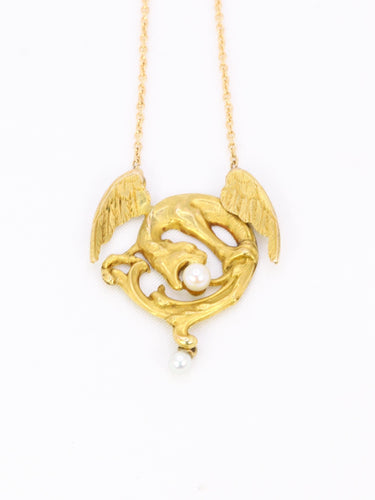 Collier Collier Art Nouveau Chimère or jaune perles 58 Facettes 1108.3