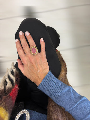 Bague 52 Bague cocktail vintage en or sertie d'un diamant rubélite naturel de 12 carats 58 Facettes