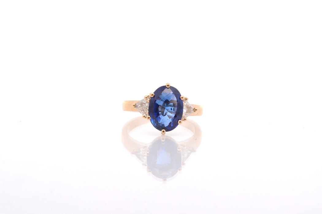 Anillo zafiro azul real 5.67cts diamantes