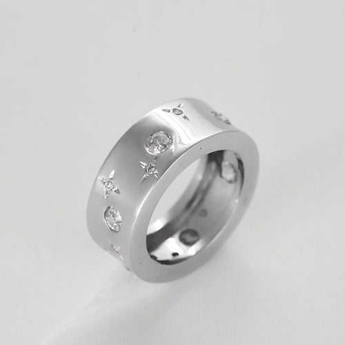 Large jonc en or gris et diamants