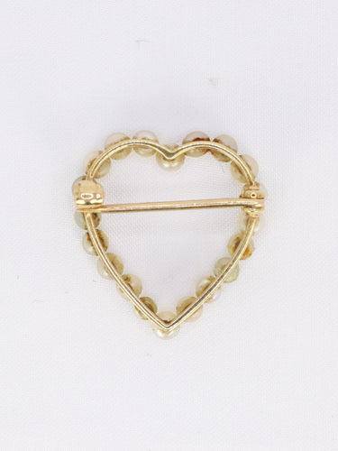 Broche Broche ancienne coeur perles fines or jaune 58 Facettes 1102.5