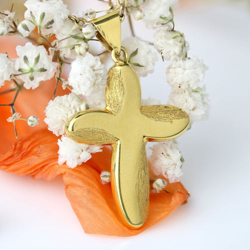 Collier Croix or jaune lisse et mat 58 Facettes 24-327A