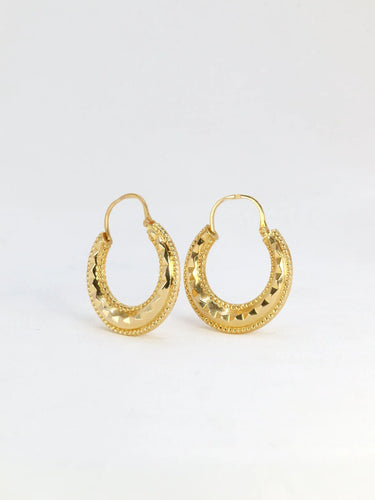 Boucles d'oreilles Créoles vintage or jaune godronné 58 Facettes J275