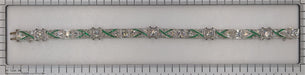 Bracelet Bracelet en platine des années 1920 avec diamants et émeraudes 58 Facettes 24183-0148