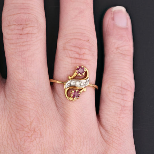 Bague 54 Bague duo rubis diamants 58 Facettes 21-674B