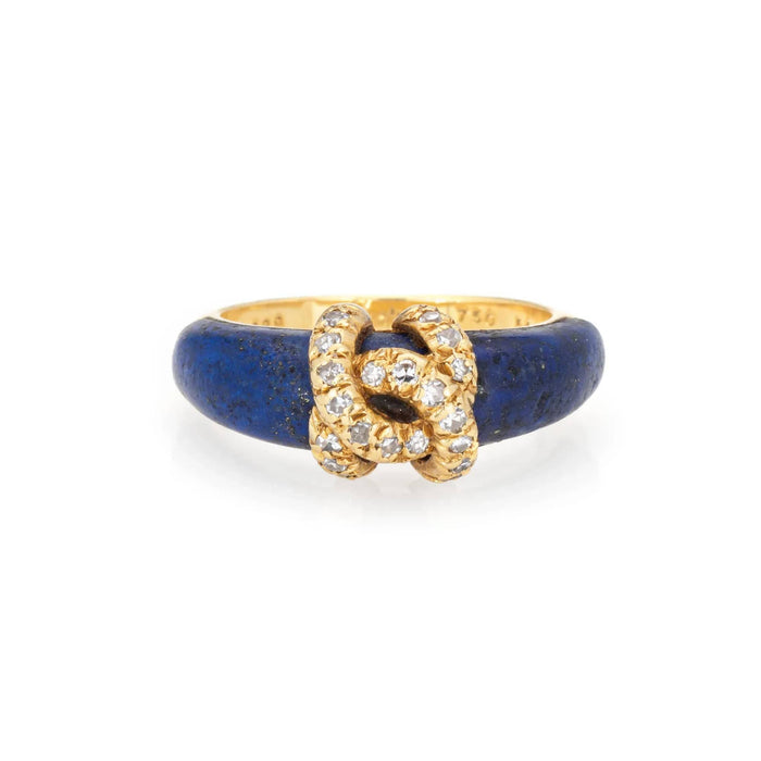 Bague 54 Bague Cartier Double C en diamants et lapis-lazuli des années 1970 58 Facettes G13565