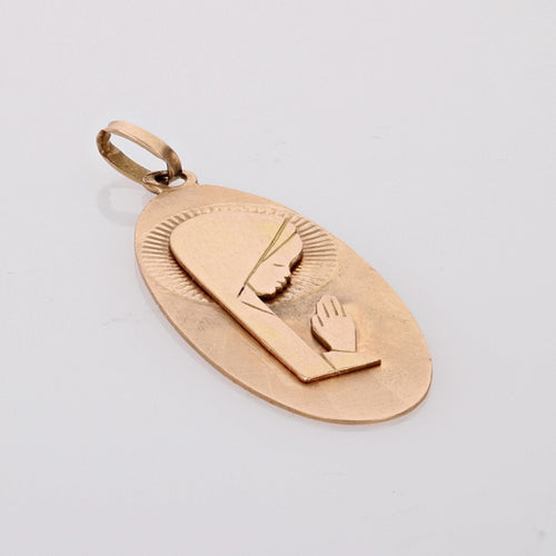 Pendentif Médaille or rose Vierge Marie stylisée 58 Facettes CVP130