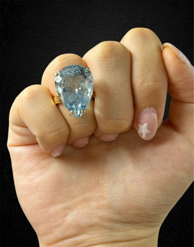 Bague Bague artisanale ornée d'une topaze bleue 58 Facettes