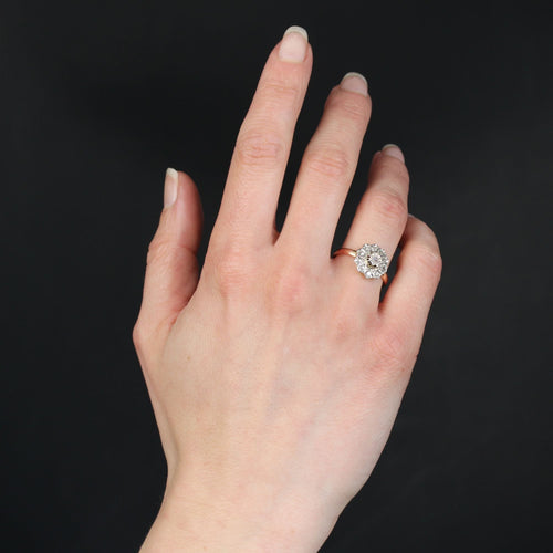 Bague 58 Bague fleur diamants or rose 58 Facettes 24-004