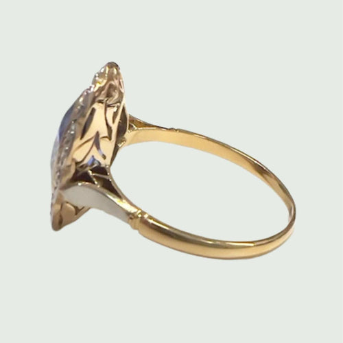 Bague 57 BAGUE DE STYLE ART DÉCO EN OR ET PLATINE AVEC DIAMANTS ET SYNTHÈSE AUSTRALIENNE 58 Facettes Q780A(857)