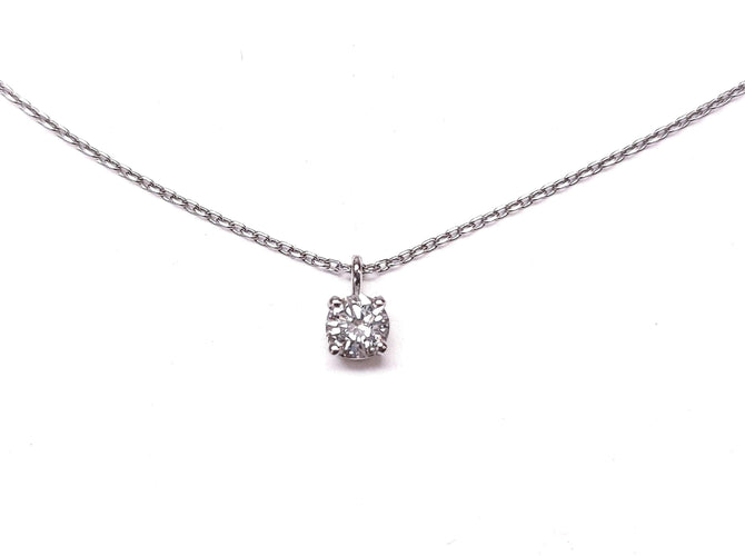 Collier Collier solitaire diamant or blanc 58 Facettes Pend.Dt-FA.27
