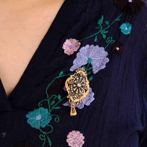 Pendentif Pendentif Napoléon III Perles Diamants 58 Facettes