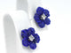 Boucles d'oreilles Boucles d'oreilles en or blanc ornées d'une fleur précieuse bleue et de gros diamants 58 Facettes 2263