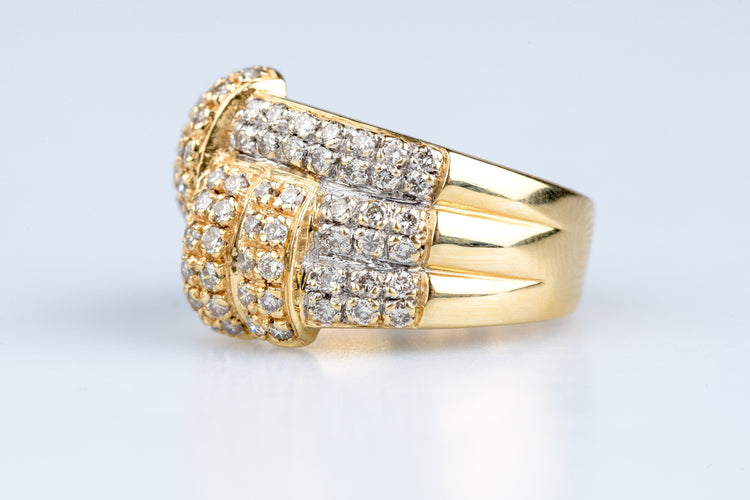 Bague 52 Bague cocktail en or jaune pavée de diamants 58 Facettes BG41942-107