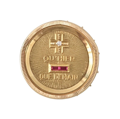 Bague 53 Augis - Bague d’amour en or jaune 18k et diamant, rubis synthétiques 58 Facettes