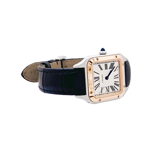 Montre Montre Cartier, "Santos-Dumont", or, acier, cuir. 58 Facettes 35182
