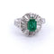 Bague 51 Bague en or blanc avec émeraude et diamants baguette 58 Facettes