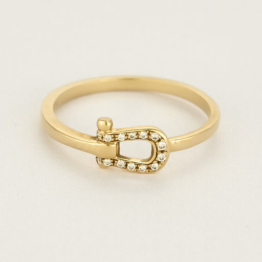 戒指 50 FRED - Force 10 - 小号款 - 黄金钻石戒指 58 Facettes ENG11295X2