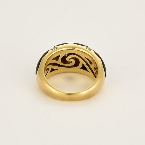 Bague 55 Bague bandeau en or jaune, nacre et diamants 58 Facettes CRE0100X2