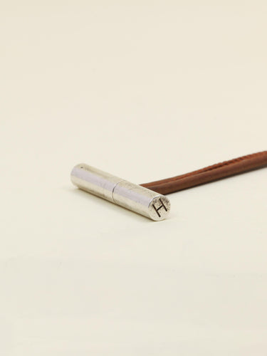 Collier HERMES Collier GLENAN argent cuir marron 58 Facettes 1206.9