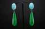 Boucles d'oreilles Boucles d'oreilles en or noir avec embellissements d'amazonite, de jade et de saphir 58 Facettes