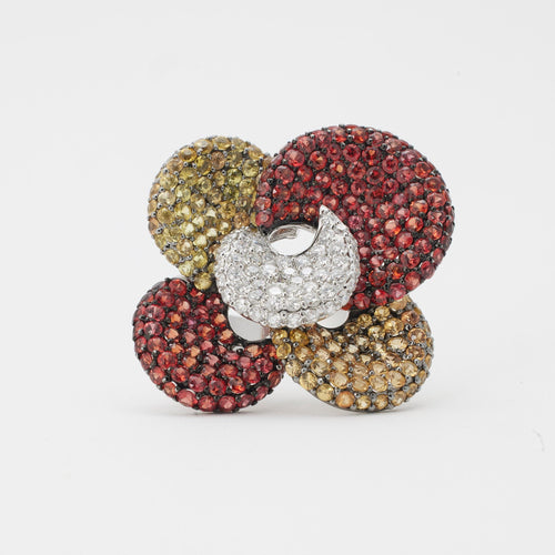 Bague Bagues saphirs jaunes et oranges 58 Facettes