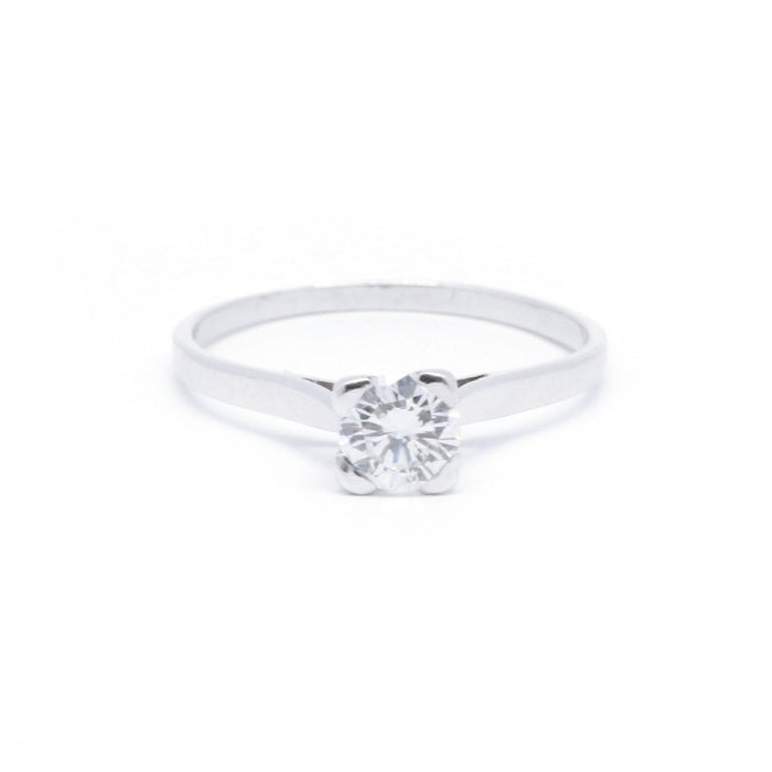 Bague 59 Solitaire or blanc et diamant 58 Facettes 180249R