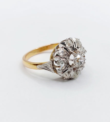 Bague 54 Bague marguerite or jaune, platine et diamants taille ancienne (circa 1920) 58 Facettes A05474