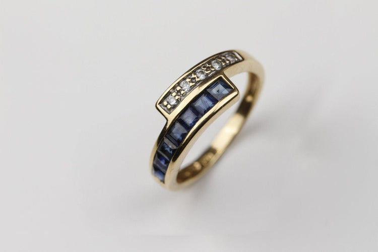 Bague 54 Bague Or jaune Saphirs Diamants 58 Facettes