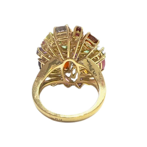 Bague BAGUE EN OR avec AIGUE-MARINE ET DIVERSES GEMMES NATURELLES 58 Facettes Q132B(950)