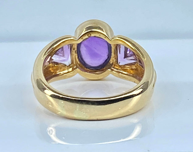 Bague 56 Bague or jaune améthystes 58 Facettes AB445