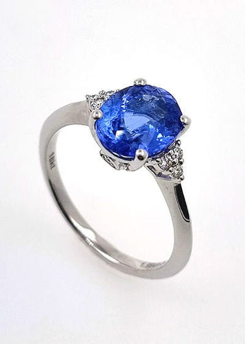 Bague Bague en or blanc tanzanite et diamant. 58 Facettes 57410353