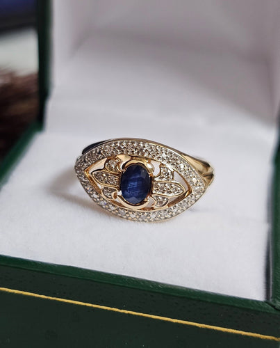 Bague 53.5 Bague or jaune, saphir, diamants 58 Facettes 457