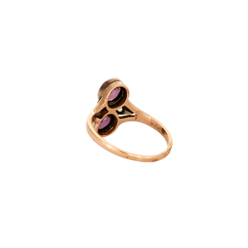 Bague 55 Bague Ancienne Toi & Moi Or Argent Grenats 58 Facettes