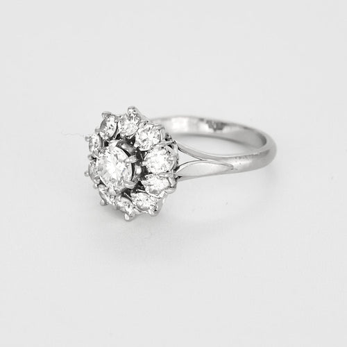 Bague 49 Bague marguerite en or blanc, platine et diamants 58 Facettes B250467
