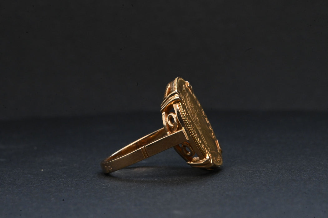 Ring gebaseerd op een gouden munt van Napoleon III