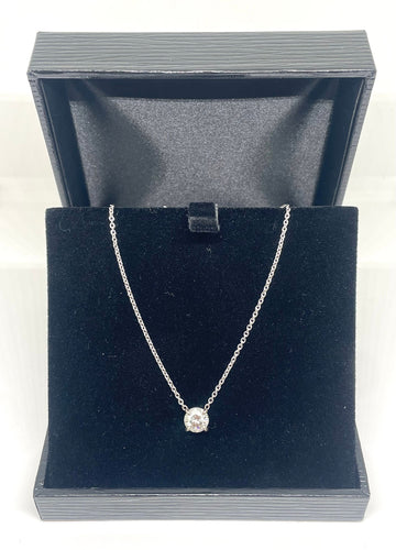 Collier Collier solitaire diamant naturel 1 carat en or blanc 750/1000 58 Facettes