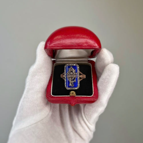 Bague 60 Bague XIXème - Or, Argent, Email et Diamants 58 Facettes 250259R