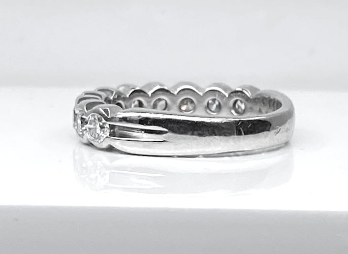 Bague 49 Demie alliance or blanc et diamants 58 Facettes AB635