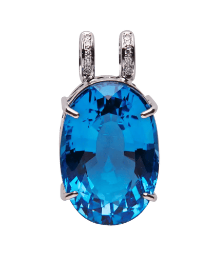 Riipus Valkokulta 18K Sininen topaasi Valkoiset timantit 58 Facettes BO220338/COEURDELOCEAN