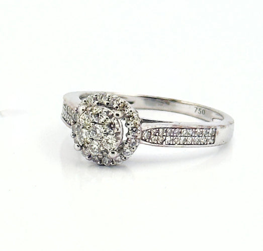 Bague 54 Bague de fiançailles multi diamants en or blanc 58 Facettes